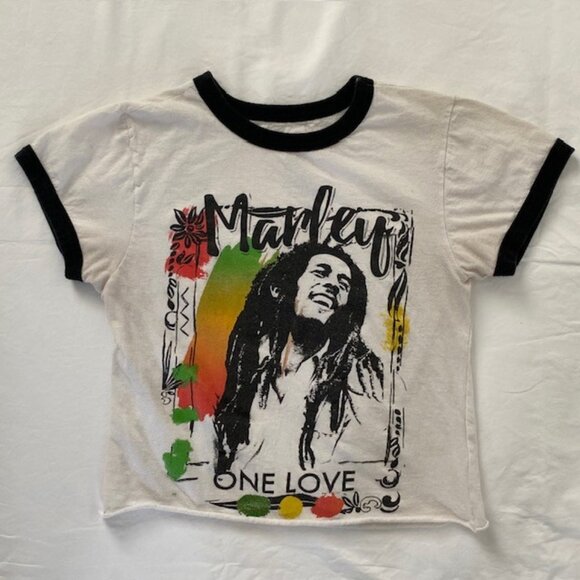BOB MARLEY One Love Cutoff cropped Ringer Tee T Shirt XS - Picture 2 of 11